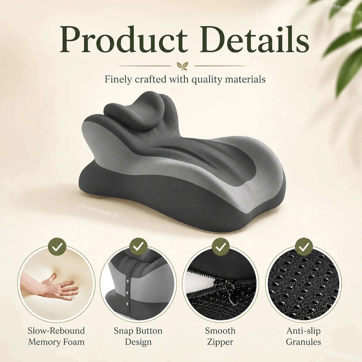 Multifunctional Memory Foam Prone Reading Pillow-Double Gray / United States