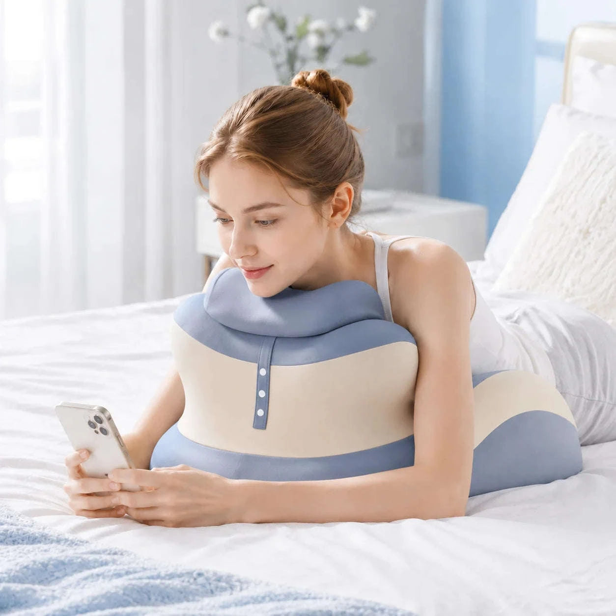 Multifunctional Memory Foam Prone Reading Pillow-Double Gray / United States