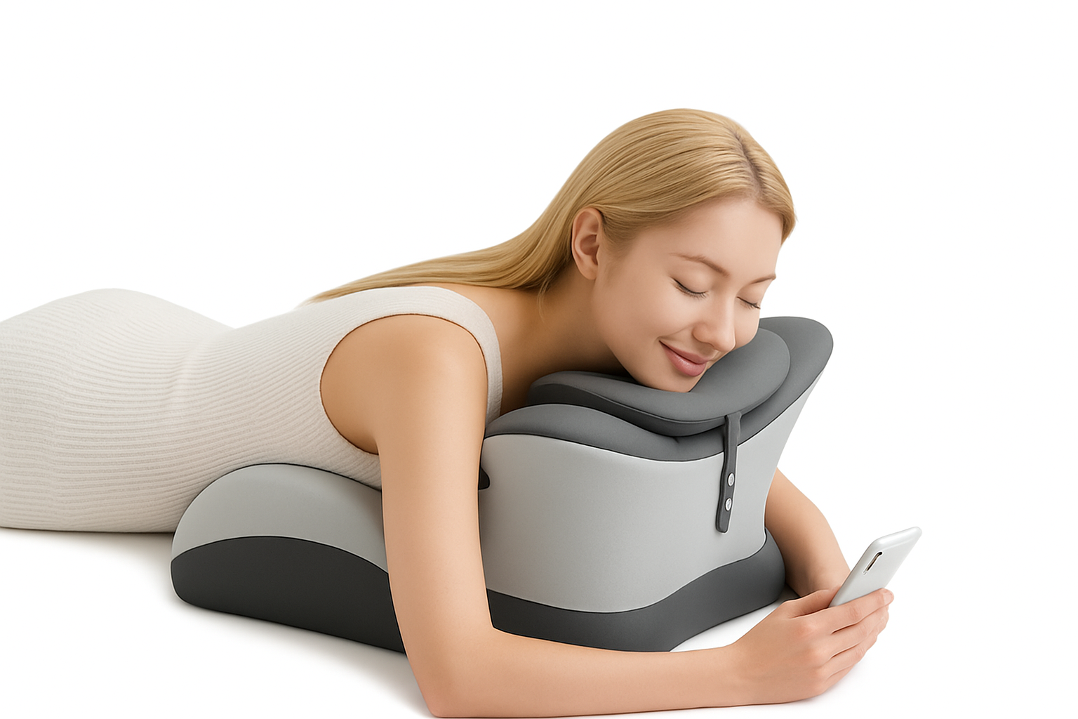 Almofada Multifuncional de Espuma de Memória para Leitura em Decúbito Ventral, Alivia a Fadiga do Pescoço e Braços, Encosto de Cabeça Removível, Antiderrapante, Ideal para Leitura na Cama Wat
