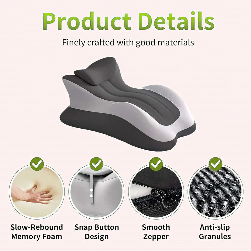 Multifunctional Memory Foam Prone Reading Pillow Relieve Neck Arm Fatigue Removable Headrest Anti-Slip Ideal for Bed Reading Wat-Double Gray / United States
