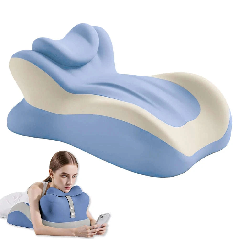 Multifunctional Memory Foam Prone Reading Pillow Relieve Neck Arm Fatigue Removable Headrest Anti-Slip Ideal for Bed Reading Wat-Double Gray / United States