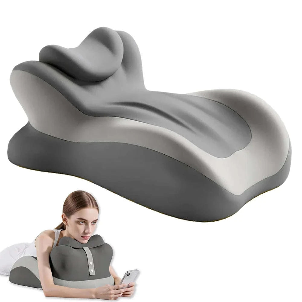 Multifunctional Memory Foam Prone Reading Pillow Relieve Neck Arm Fatigue Removable Headrest Anti-Slip Ideal for Bed Reading Wat-Double Gray / United States
