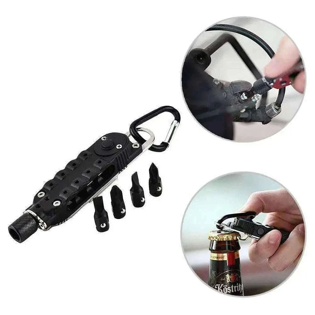 Multifunctional Mini Screwdriver Keychain Tool with LED Light-1 PCS