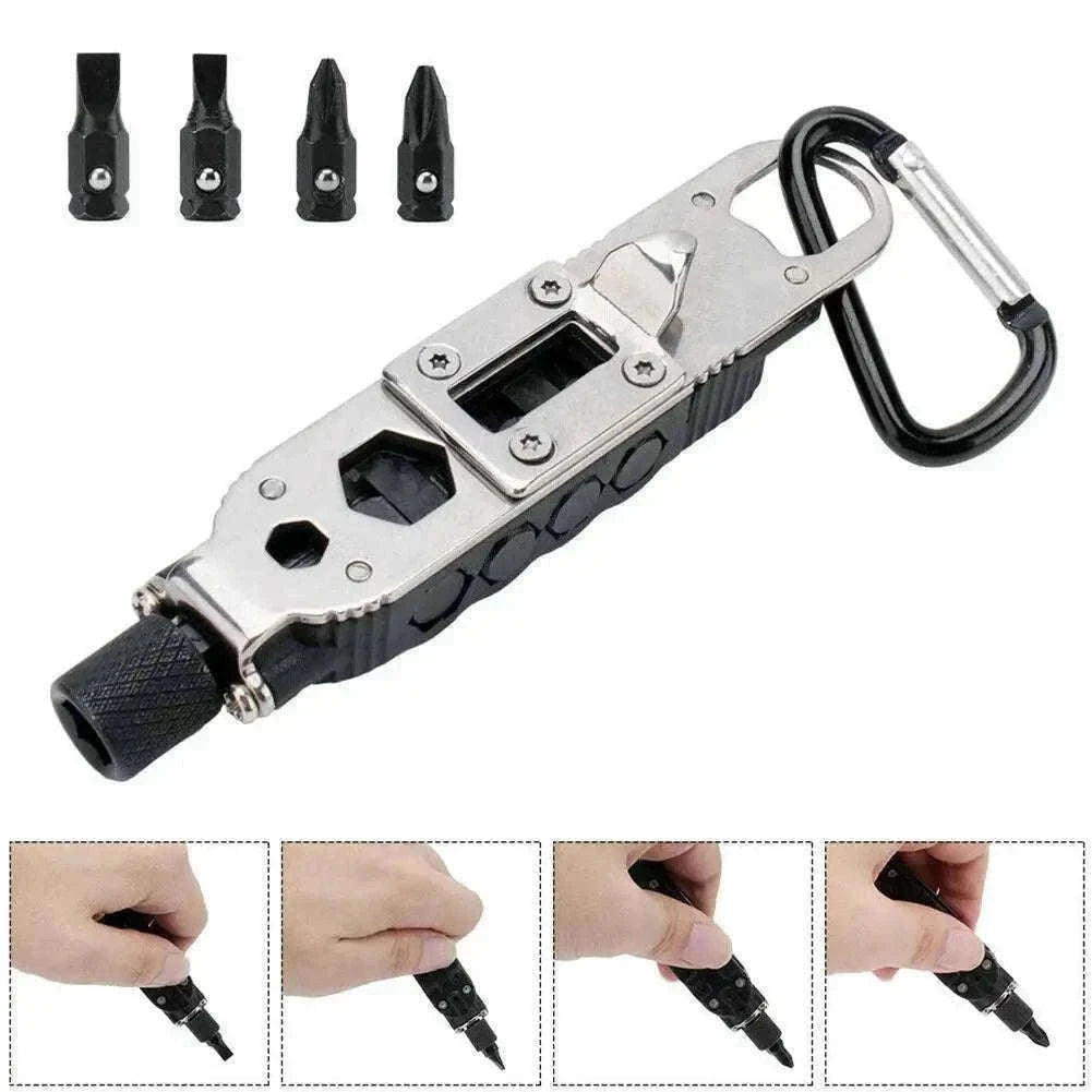 Multifunctional Mini Screwdriver Keychain Tool with LED Light-1 PCS