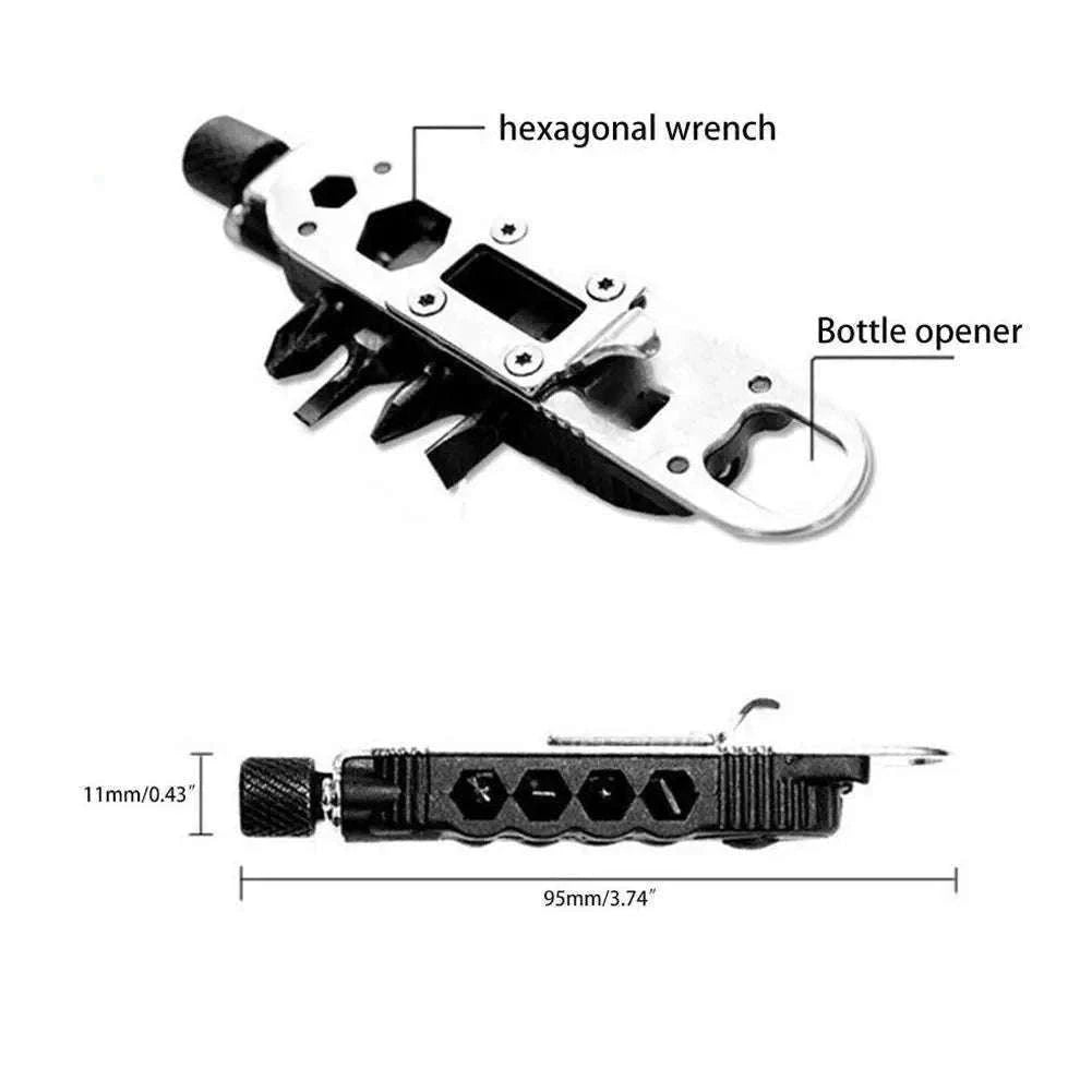 Multifunctional Mini Screwdriver Keychain Tool with LED Light-1 PCS