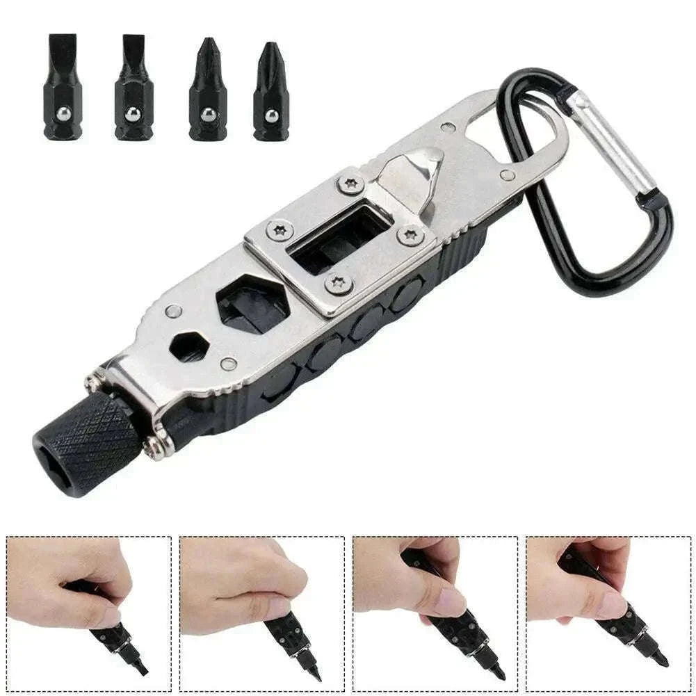 Multifunctional Mini Screwdriver Keychain Tool with LED Light-1 PCS