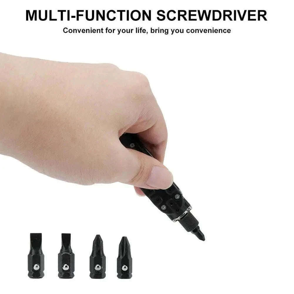 Multifunctional Mini Screwdriver Keychain Tool with LED Light-1 PCS