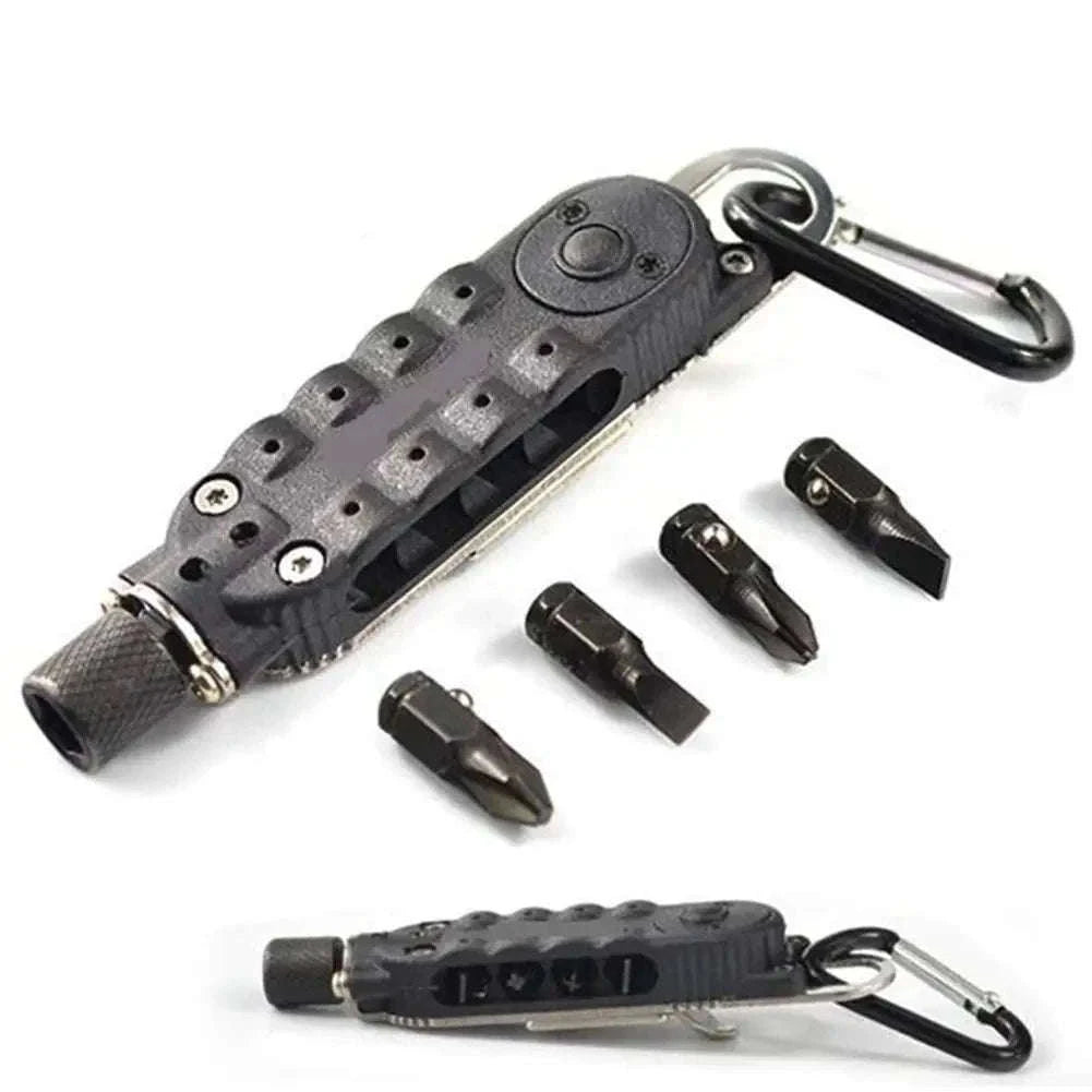 Multifunctional Mini Screwdriver Keychain Tool with LED Light-1 PCS
