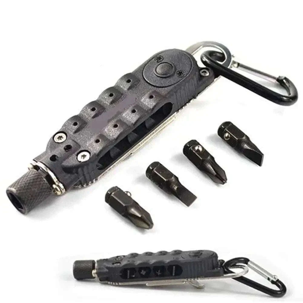 Multifunctional Mini Screwdriver Keychain Tool with LED Light-1 PCS