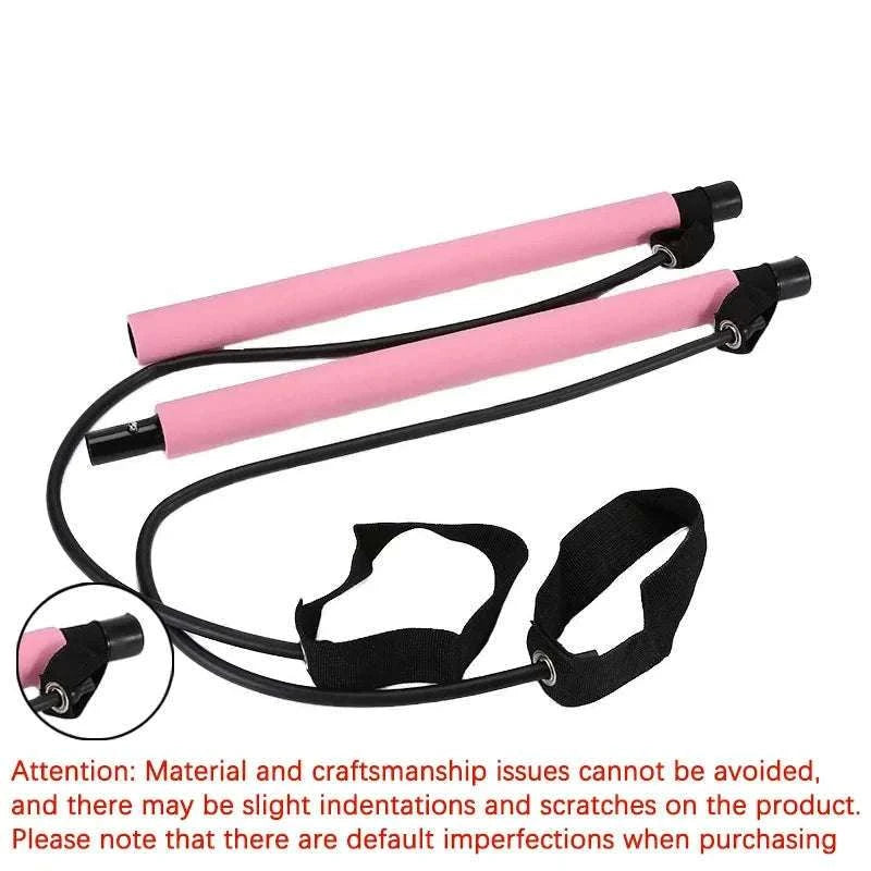 Multifunctional Pilates Bar with Resistance Bands for Home Fitness-Black
