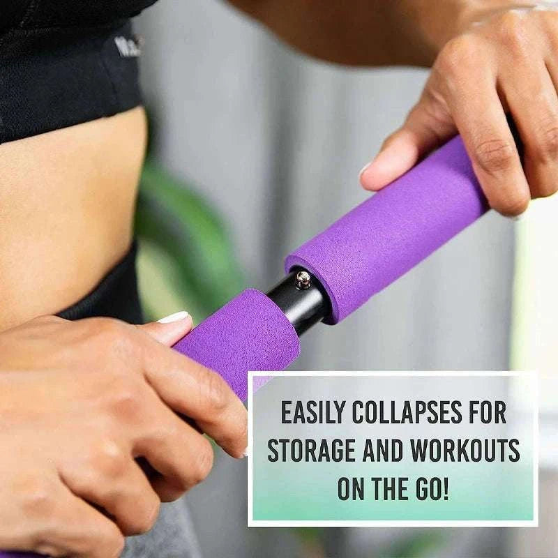 Multifunctional Pilates Bar with Resistance Bands for Home Fitness-Black
