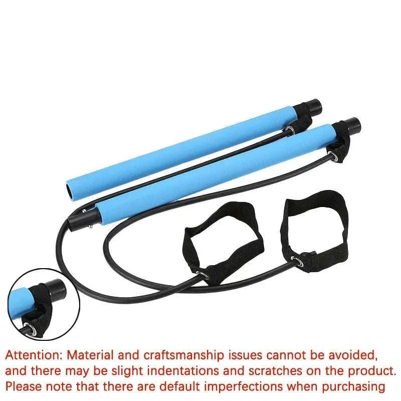 Multifunctional Pilates Bar with Resistance Bands for Home Fitness-Black