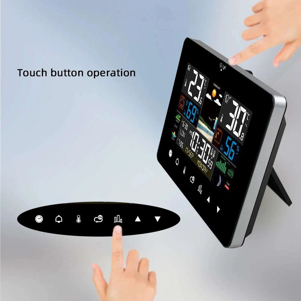 Multifunctional Weather Station Alarm Clock with Wireless Sensor-Black Sensor