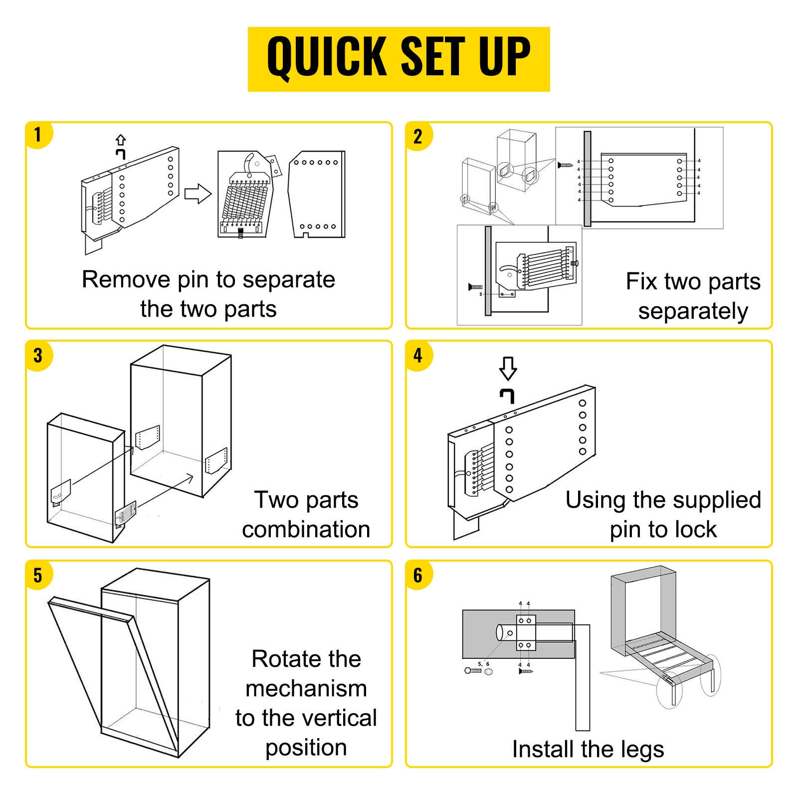 Murphy Bed Hardware Kit for Queen or King Wall Beds-Vertical / United States