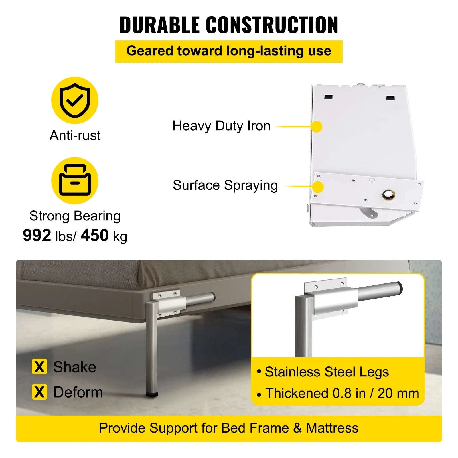 Murphy Bed Hardware Kit for Queen or King Wall Beds-Vertical / United States