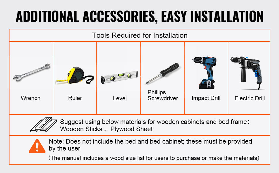 Kit de lit escamotable Murphy SucceBuy taille complète, orientation verticale, deluxe, bricolage, mécanisme mural, pneumatique, levier, cadre robuste pour chambre d'amis