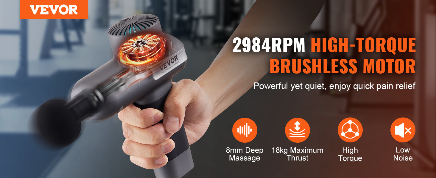 Mini massagepistol med 5 hastigheder og 6 hoveder til dyb muskelafslapning