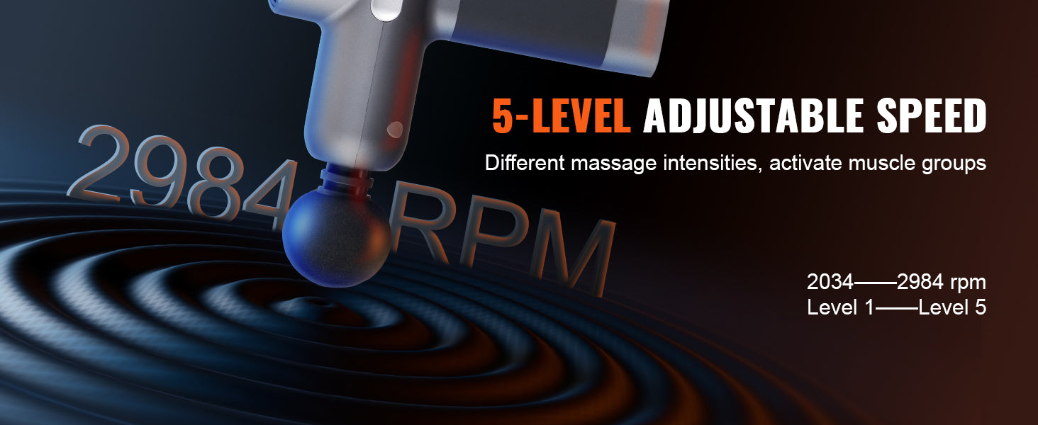 Mini massagepistol med 5 hastigheder og 6 hoveder til dyb muskelafslapning