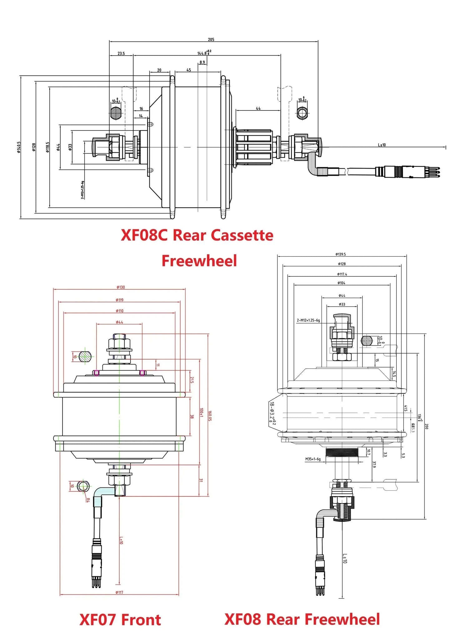 MXUS Electric Bicycle E‑Bike Motor Brushless Gear Hub Drive-XF07 Front 36V 250W / france