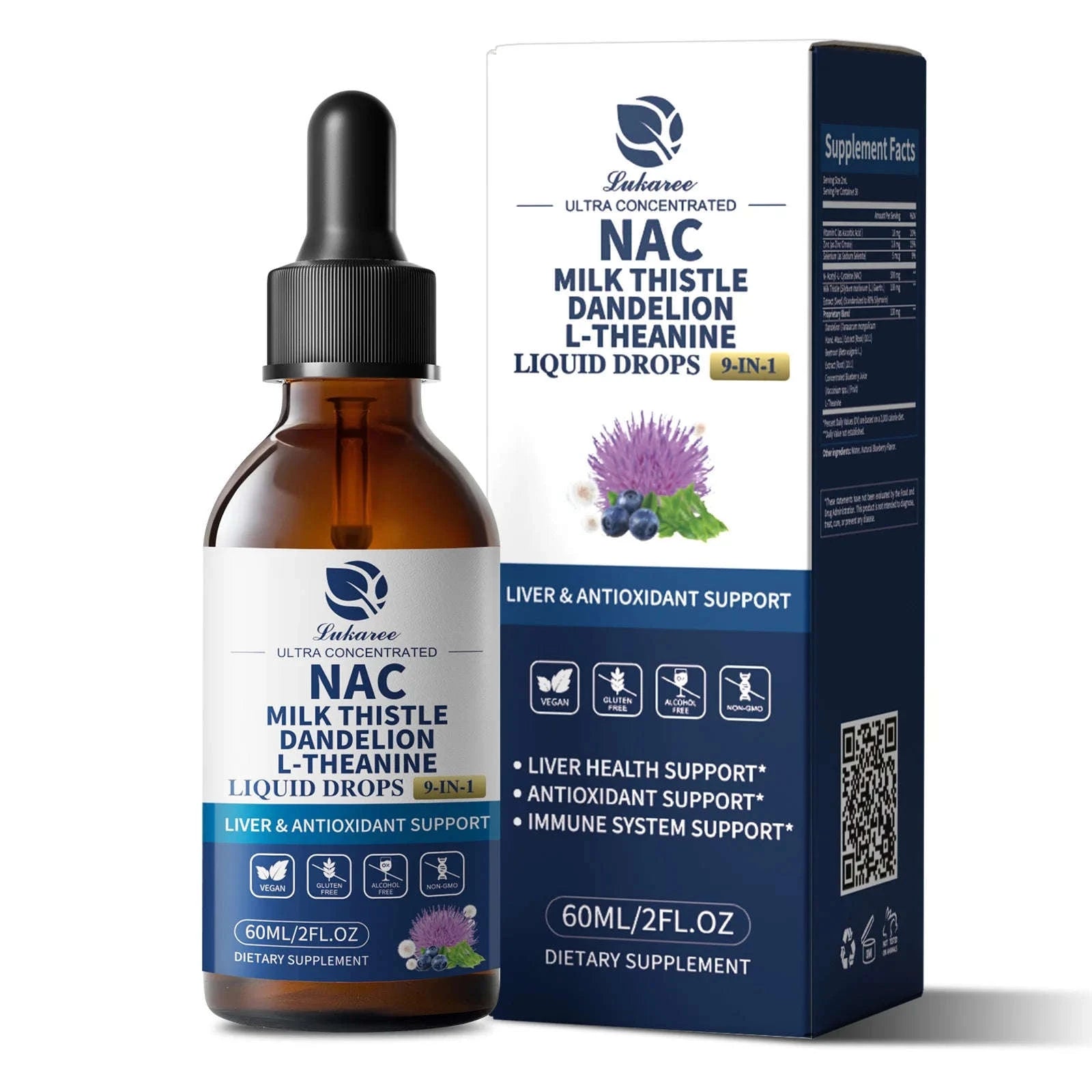 N-Acetyl-L-Cysteine Supplement with Milk Thistle and Selenium-60ml / 3bottles / United States