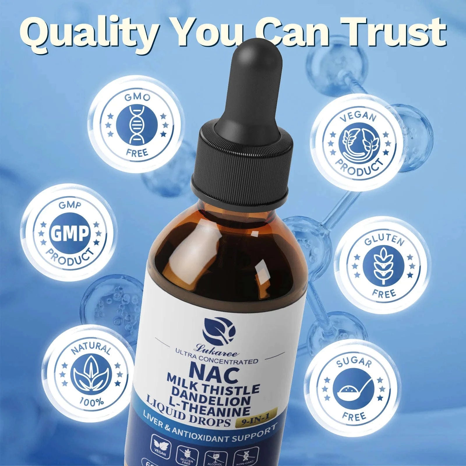 N-Acetyl-L-Cysteine Supplement with Milk Thistle and Selenium-60ml / 3bottles / United States