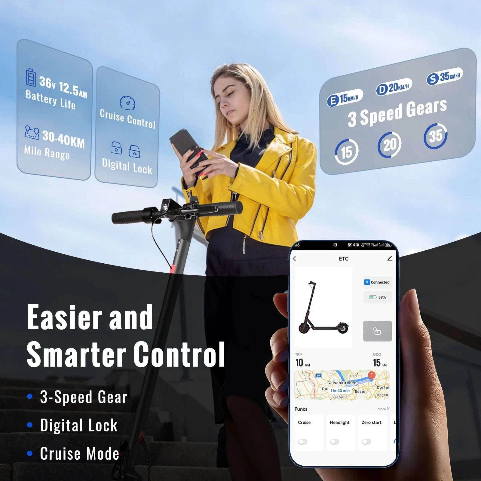 N7PRO Adult Electric Scooter-N7MAX 500W 36V 12.5Ah / france