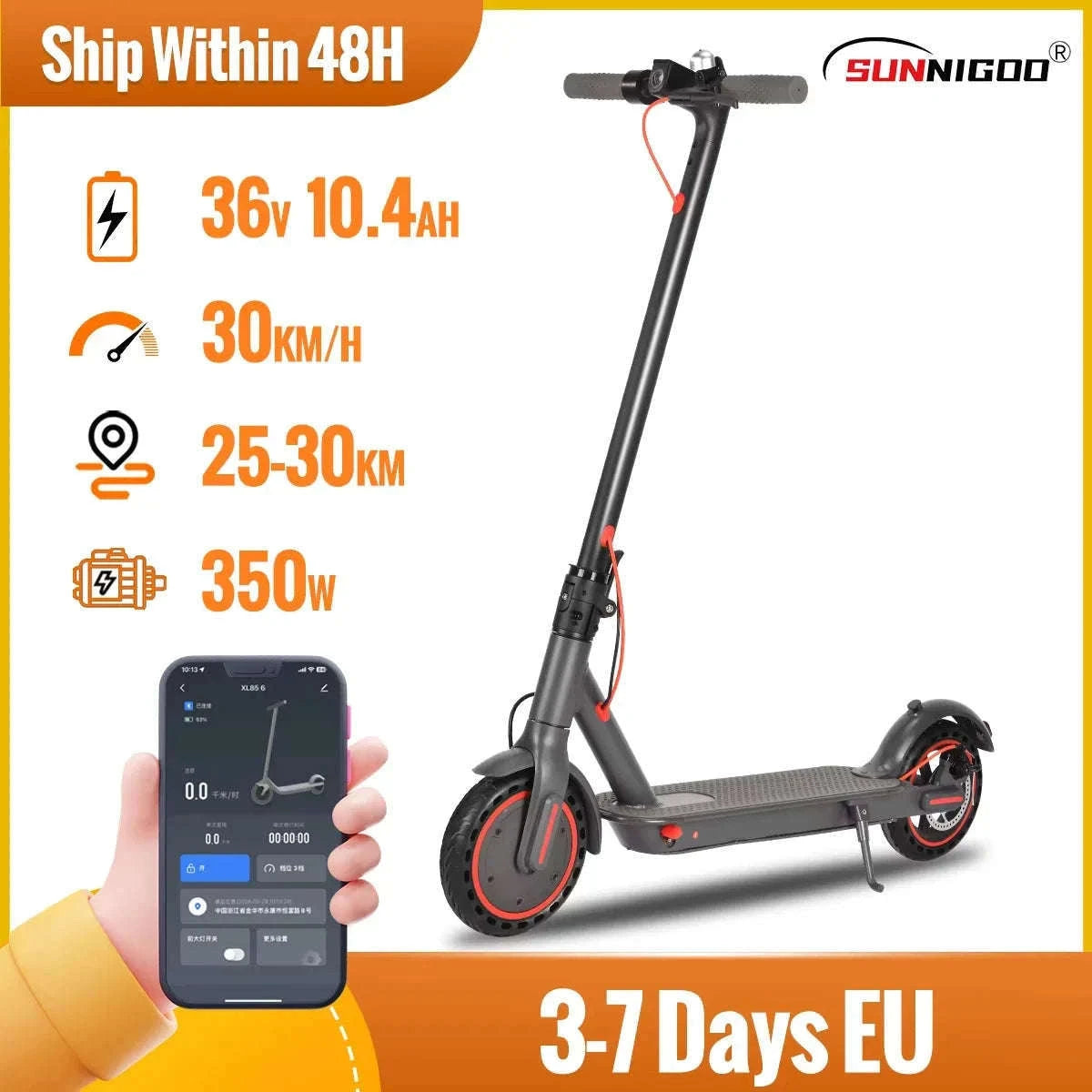N7PRO Adult Electric Scooter with App Control and Foldable Frame-N7MAX 500W 36V 12.5Ah / france