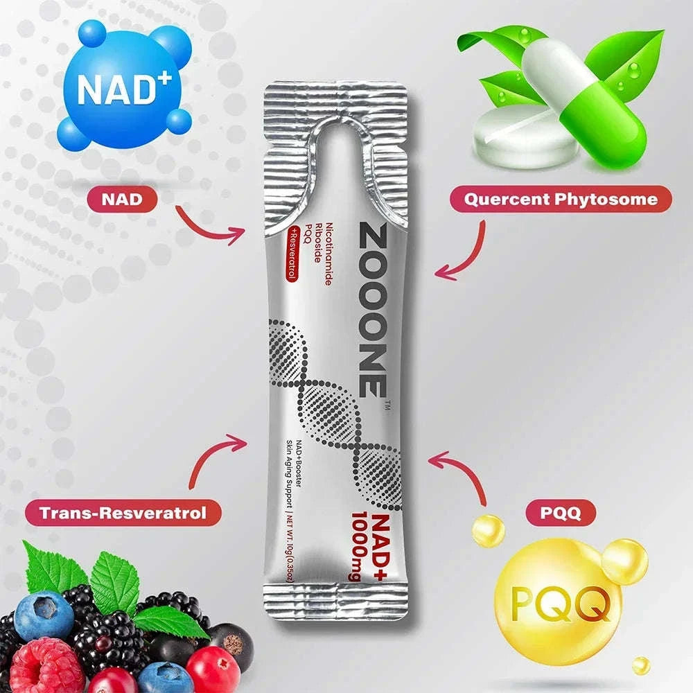 NAD+ Berry Flavored Drink Mix for Energy, Focus & Healthy Aging-30 Packets / 3 bottle / United States
