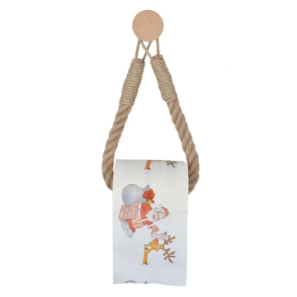 Nail-Free Boho Rope Towel Holder for Wall-Mounted Storage-square hemp