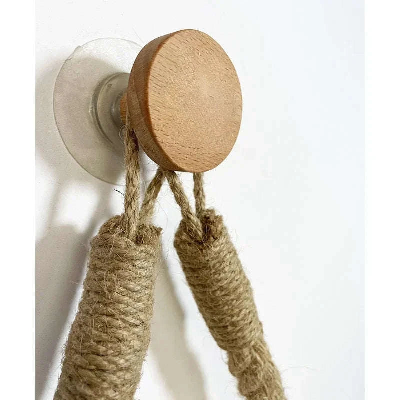 Nail-Free Towel Holder Rope Paper | Boho Wall-Mounted Towel Hook-square hemp