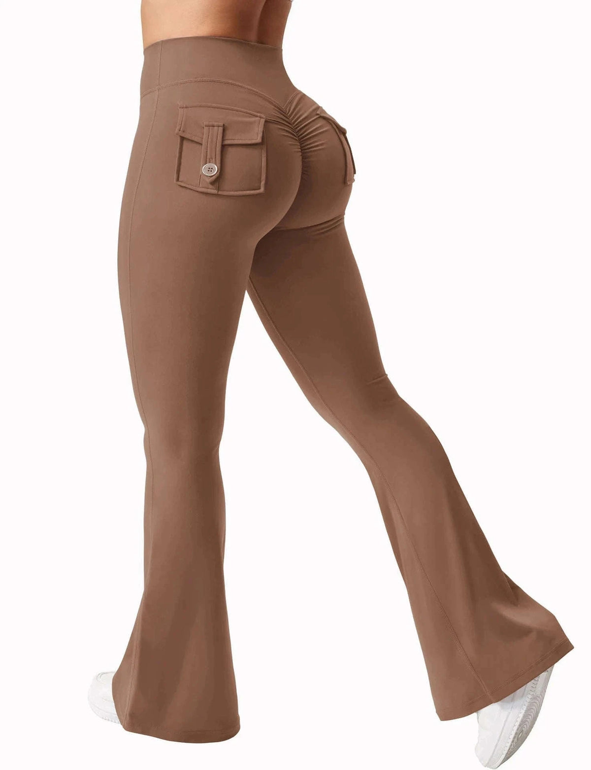 Naked Feeling Wide Leg Yoga Leggings with Pockets-army green / S