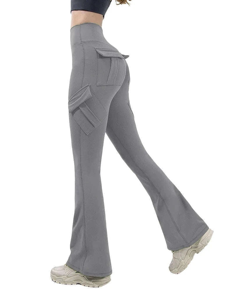 Naked Feeling Wide Leg Yoga Leggings with Pockets-army green / S