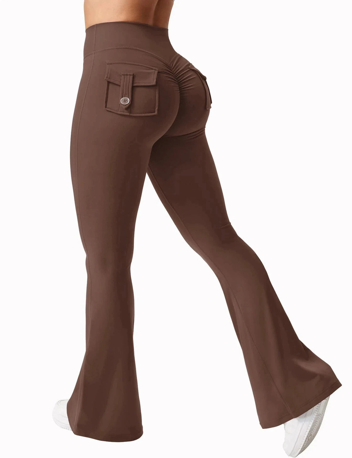 Naked Feeling Wide Leg Yoga Leggings with Pockets-army green / S
