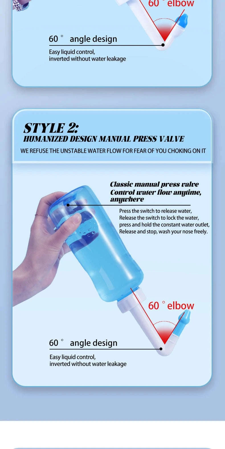 Nasal Irrigator Nose Wash Cleaner for Adults and Children-Manual 300ml