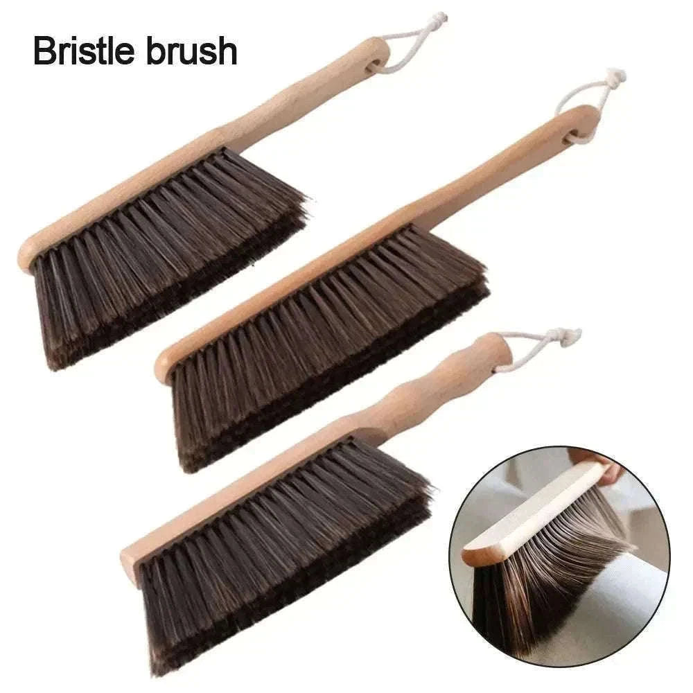 Natural Wood Bristles Palm Pot Brush for Everyday Cleaning-Brown / 2PCS