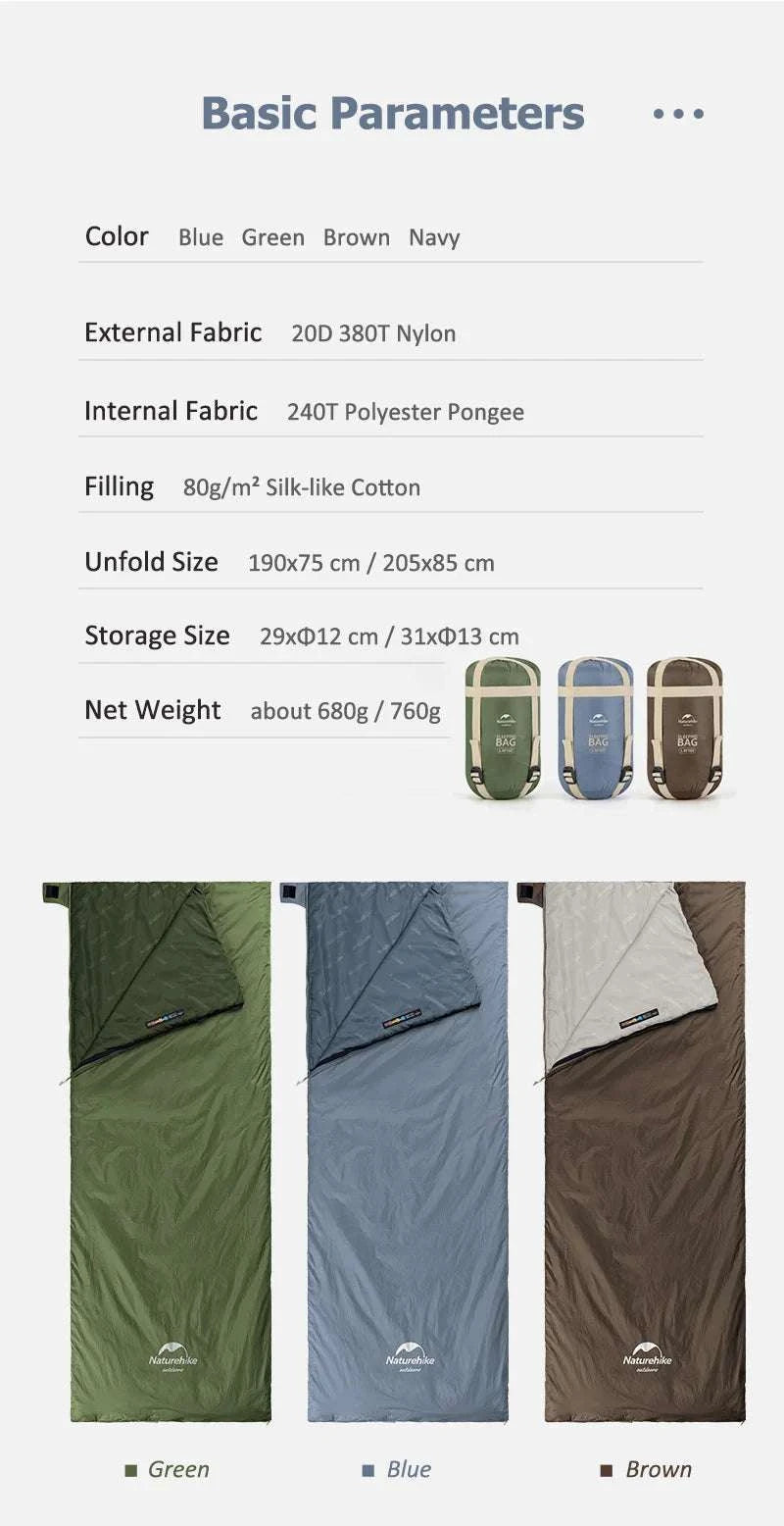 Naturehike LW180 Ultralight Sleeping Bag for Camping & Hiking-Green - 190x75 cm / China Mainland