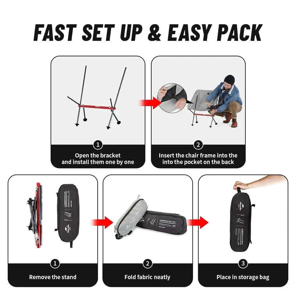 Naturehike Ultralight Folding Camping Chair for Outdoor Use-YL05 - Gray / United States