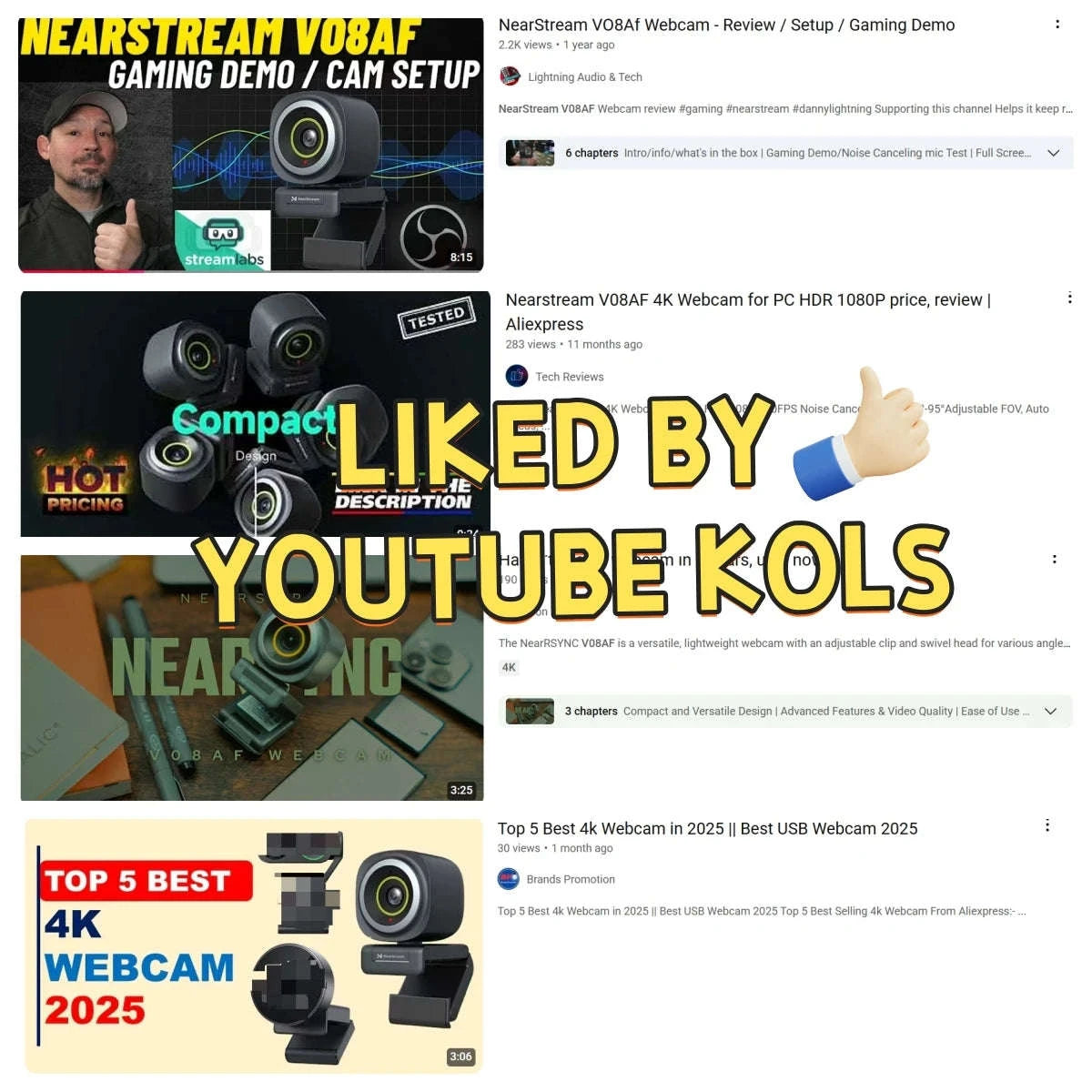 NearStream 1080P 60FPS USB Webcam with AI Noise‑Canceling Mic-V02-AF / CHINA