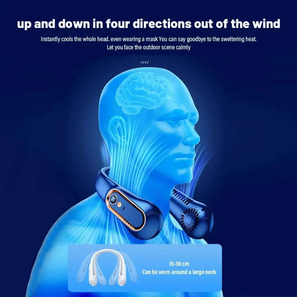 Neck Bladeless Fan with USB Charging and Digital Display-White