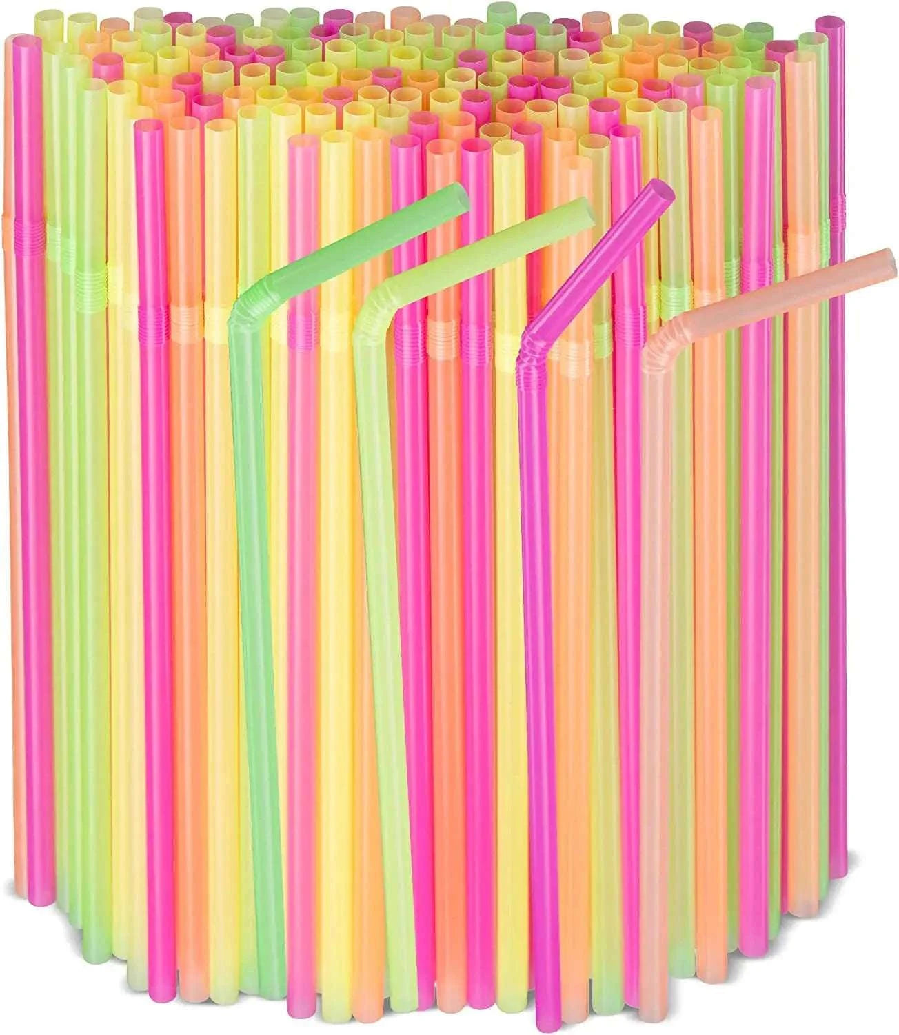 Neon Colored Flexible Drinking Straws – 1000 Count-