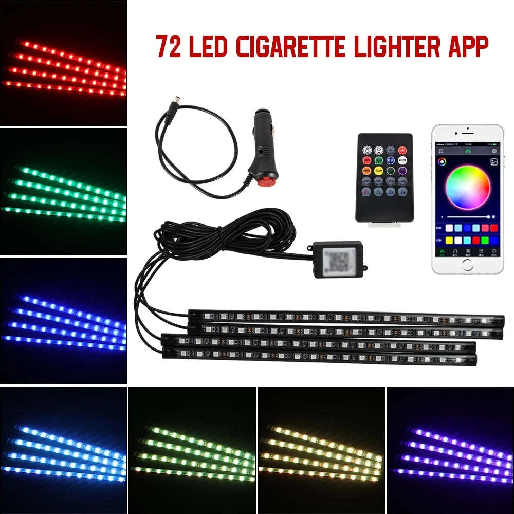 Neon RGB LED Car Foot Lights-36LED Remote Cig