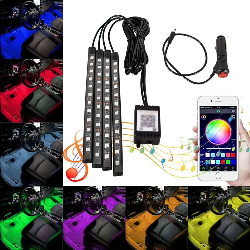 Neon RGB LED Car Foot Lights-36LED Remote Cig