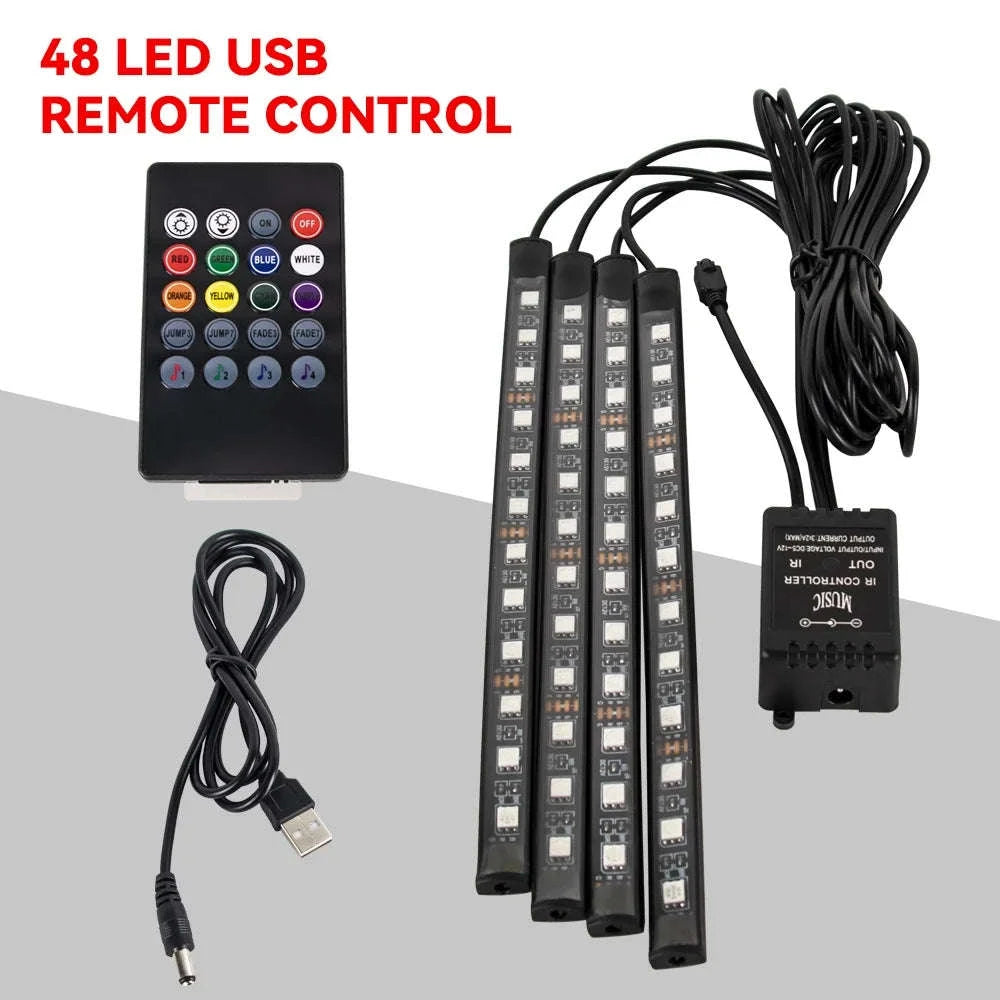 Neon RGB LED Car Foot Lights-36LED Remote Cig
