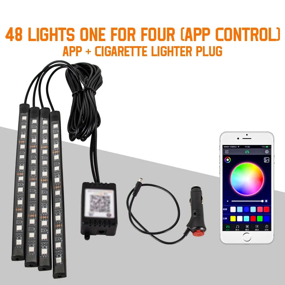 Neon RGB LED Car Foot Lights-36LED Remote Cig