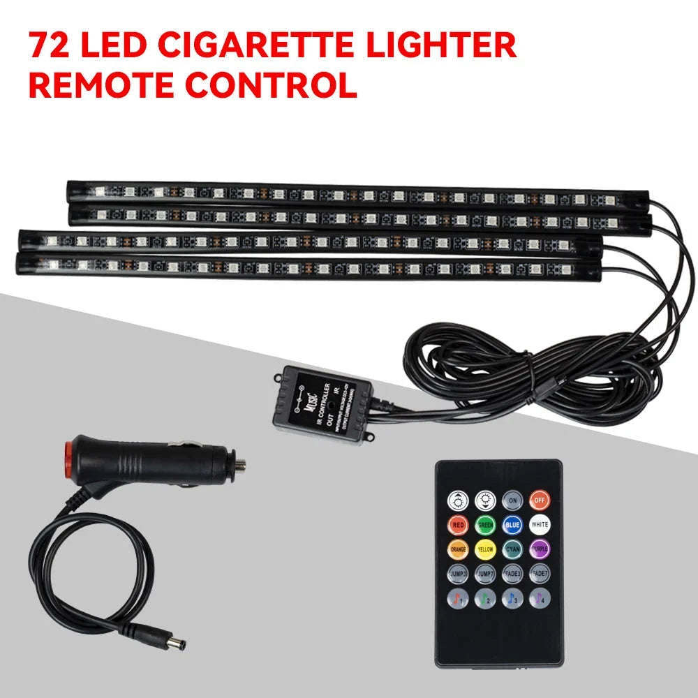 Neon RGB LED Car Foot Lights-36LED Remote Cig