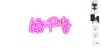 LED “Let’s Party” Neon Sign with Remote & Adjustable Brightness