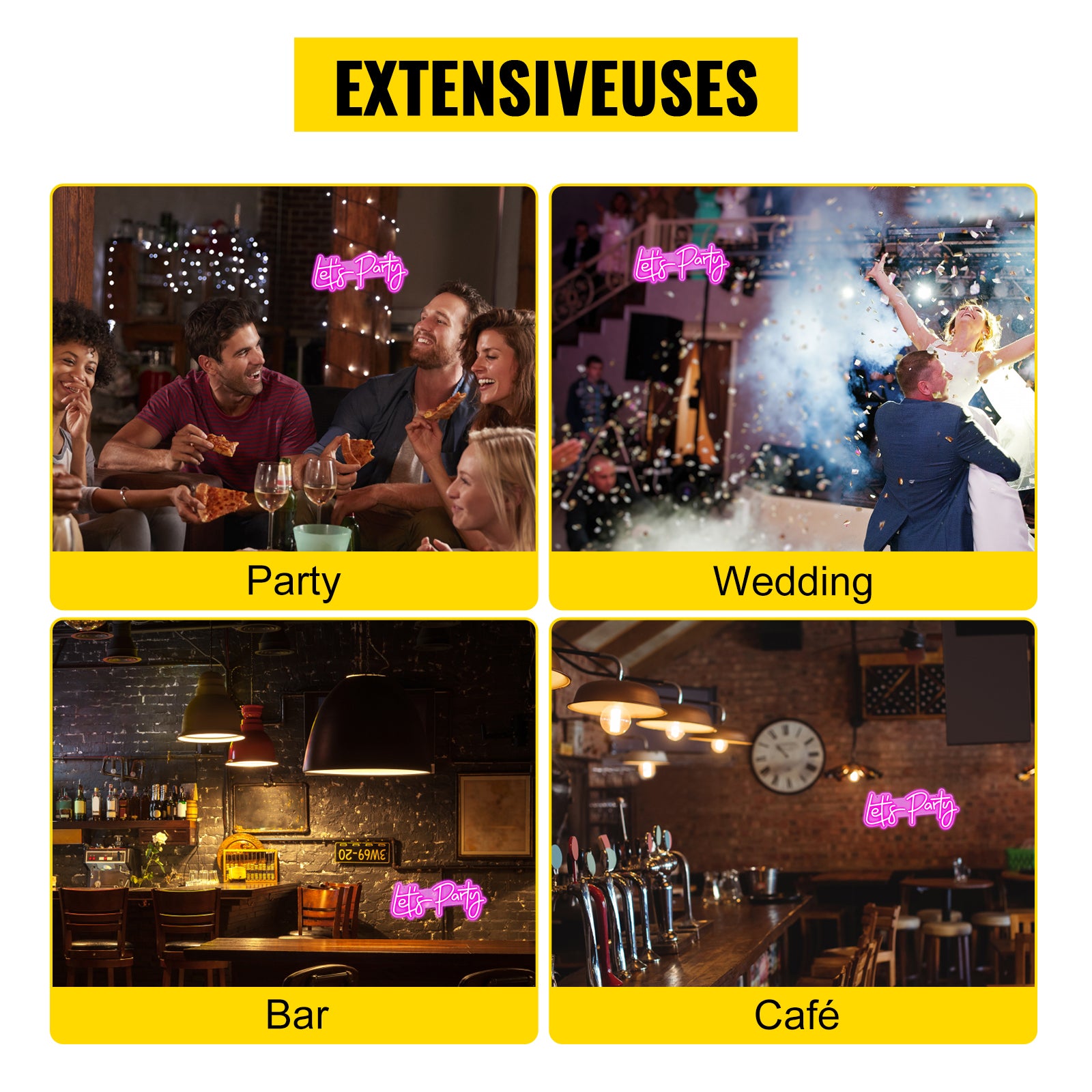LED “Let’s Party” Neon Sign with Remote & Adjustable Brightness