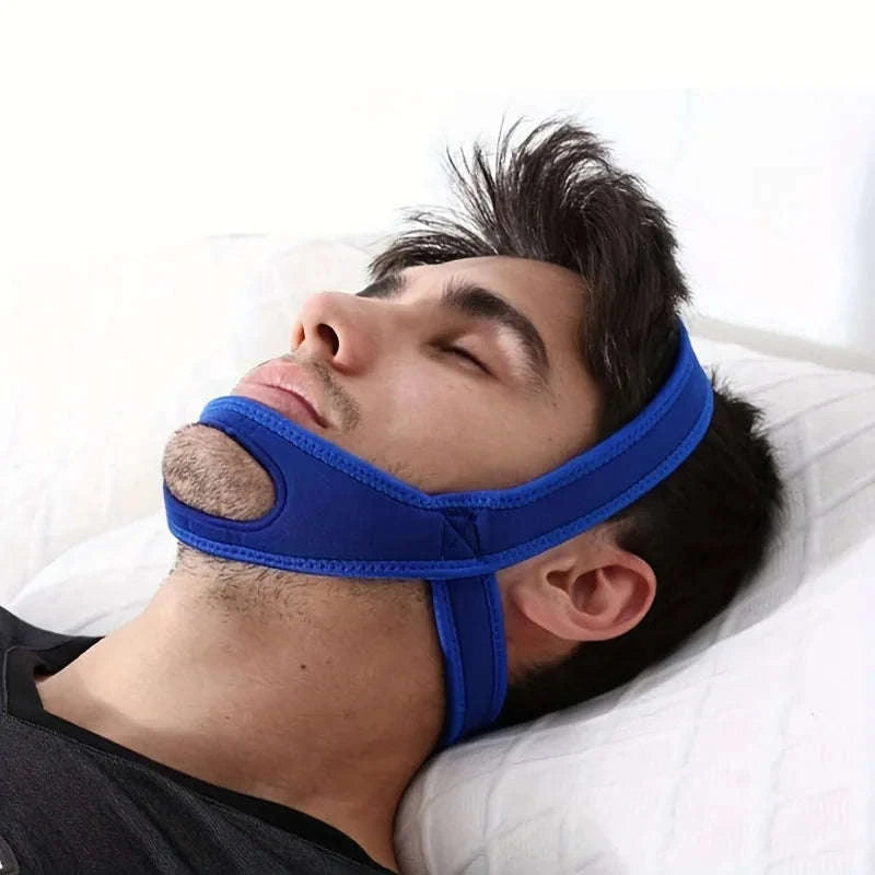 Neoprene Anti Snore Chin Strap for Restful Sleep-Blue