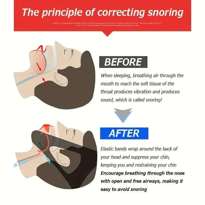 Neoprene Anti Snore Chin Strap for Restful Sleep-Blue