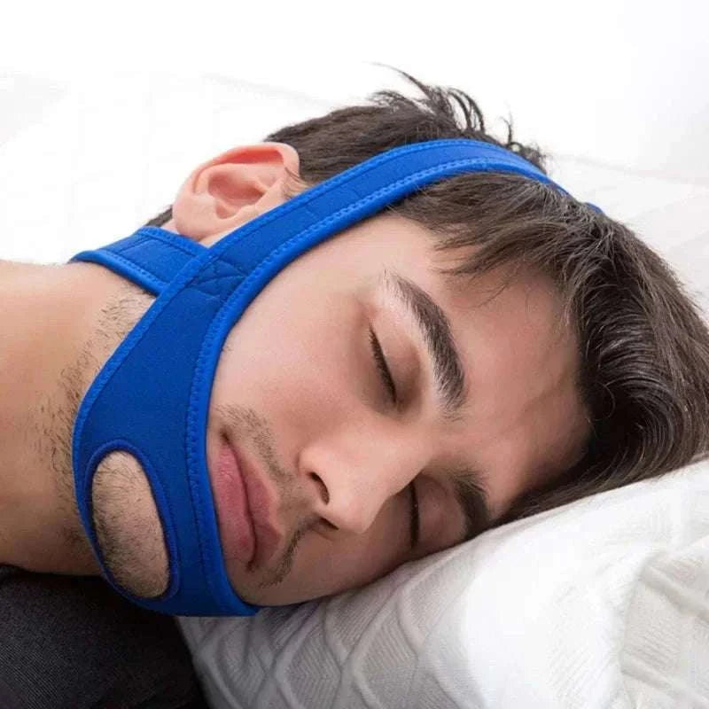 Neoprene Anti Snore Chin Strap for Restful Sleep-Blue